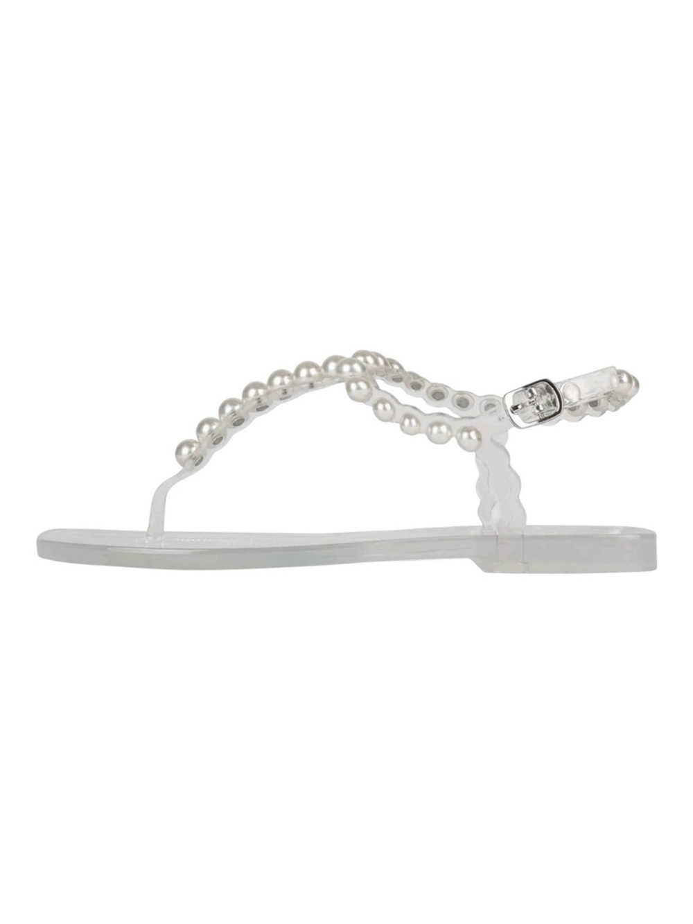 Jeffrey Campbell Pearlesque Clear Jelly Pearl Thong Sandals Size 8 Y2K Chic - Picture 3 of 14